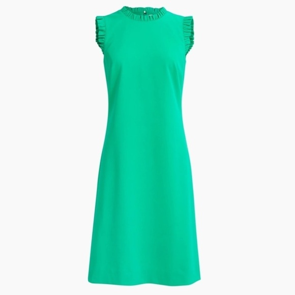 NWT J. Crew Factory Ruffleneck Knee Length Suit Dress In Modern Clover - Picture 2 of 8